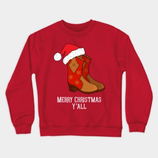 Merry Christmas Y'all Red Western Cowboy Boots Crewneck Sweatshirt